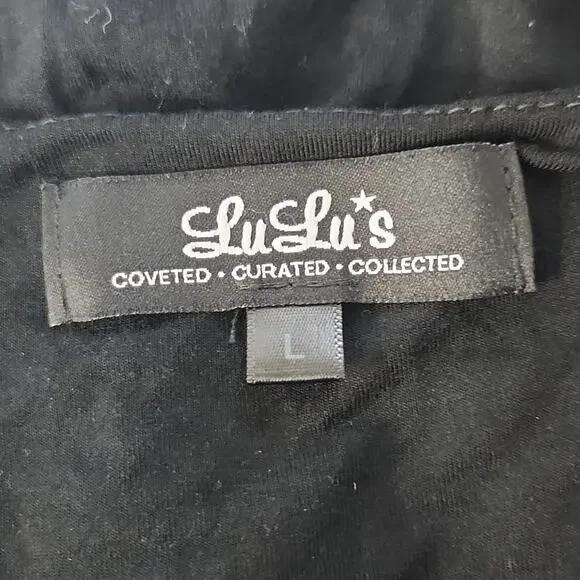 Lulu's Dress Size Large Lace Up Front Bodycon Long Sleeve Black Mini Dress - Picture 7 of 8